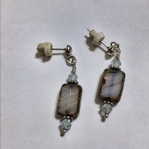 Antique Czech glass earrings & crystal beads